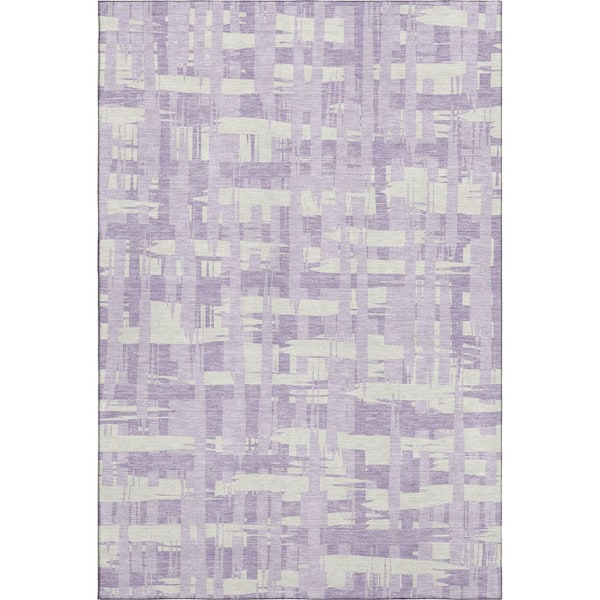 Mayfield Premium Machine Washable Abstract AMF1849 Lavender 3 ft. x 4 ft. Area Rug