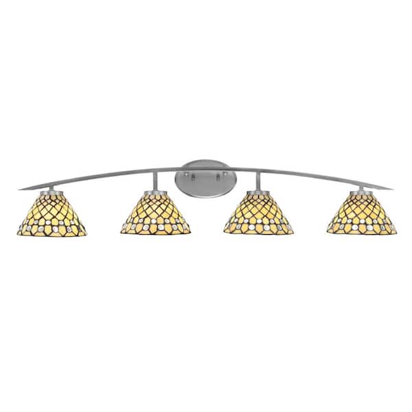 Unbranded Siena 40 in. 4-Light Graphite Vanity-Light Graphite with 7 in. Starlight Art Glass Shades No Bulbs Included