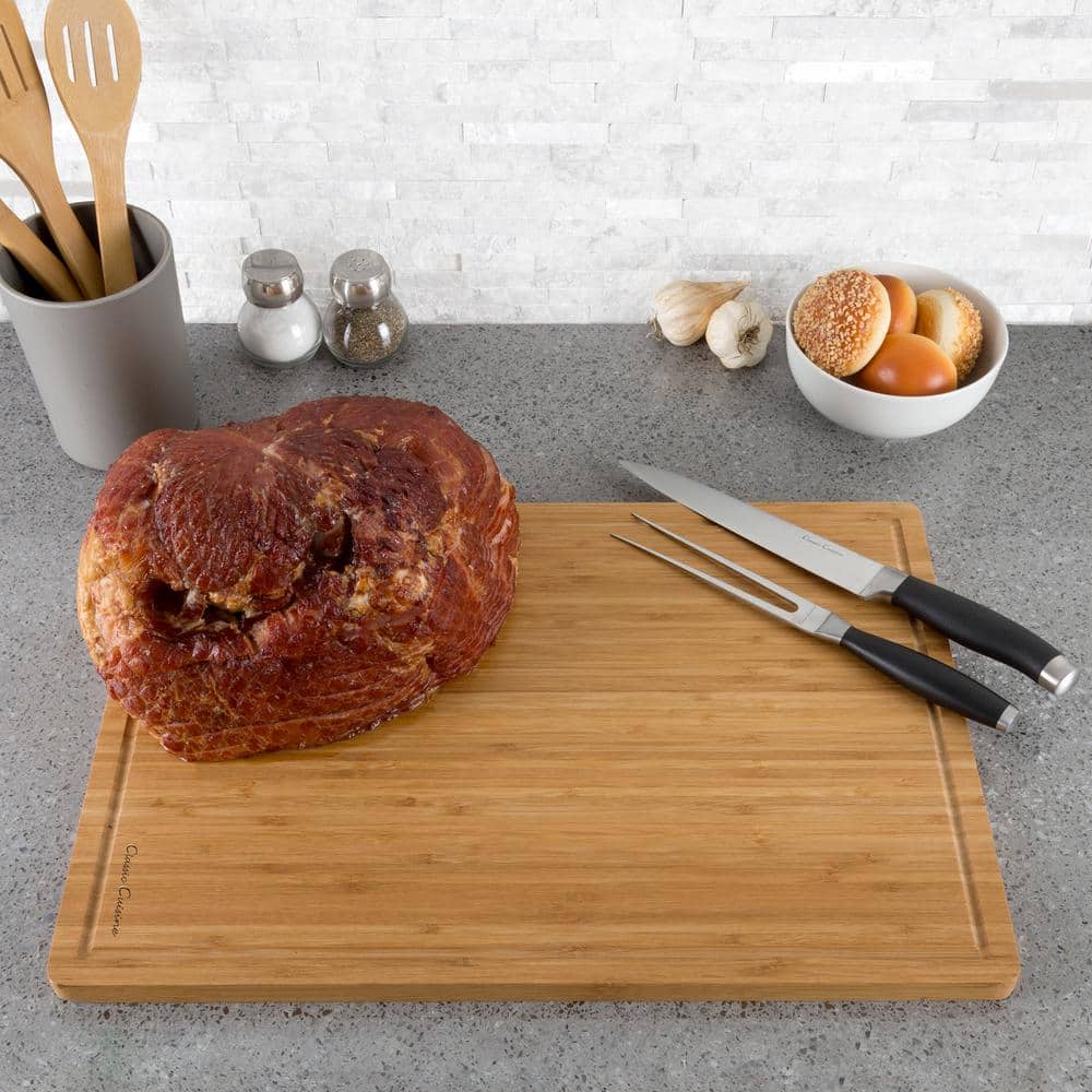 Classic Cuisine Extra-Large Bamboo Cutting Board - Eco-Friendly Thick Chopping and Serving Board with Juice Groove