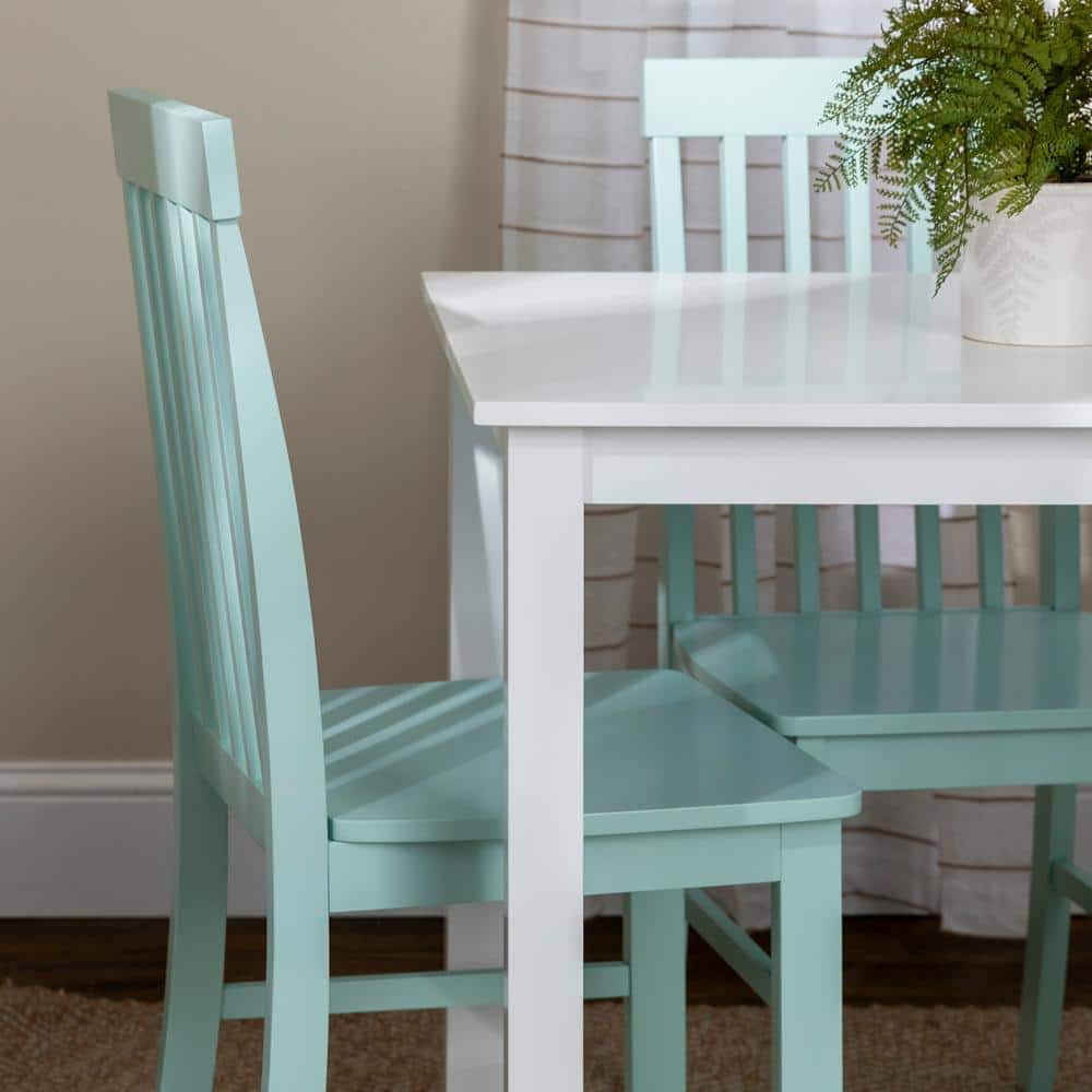 White and Sage Rubberwood 5-Piece Dining Set