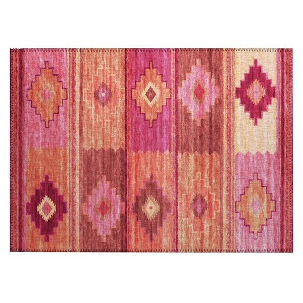 Addison Rugs Sonora Pink 1 ft. 8 in. x 2 ft. 6 in. Geometric Indoor/Outdoor Area Rug