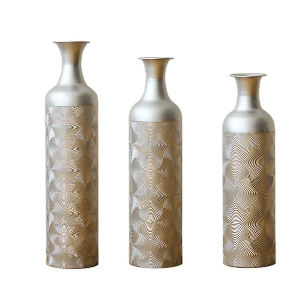 大海 壺 Silver 7.87 in..68 in..31 in. Metal Tall Floor Cylinder