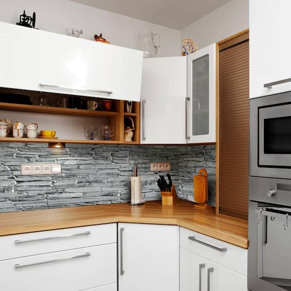 3D Falkirk Retro 10/1000 in. x 39 in. x 20 in. Grey Faux Slate PVC Wall Panel