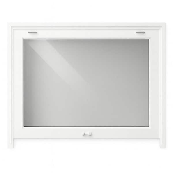 59.5 in. x 35.5 in. White Aluminum Low-E Double-Pane Clear Glass Awning Window without Bottom Frame