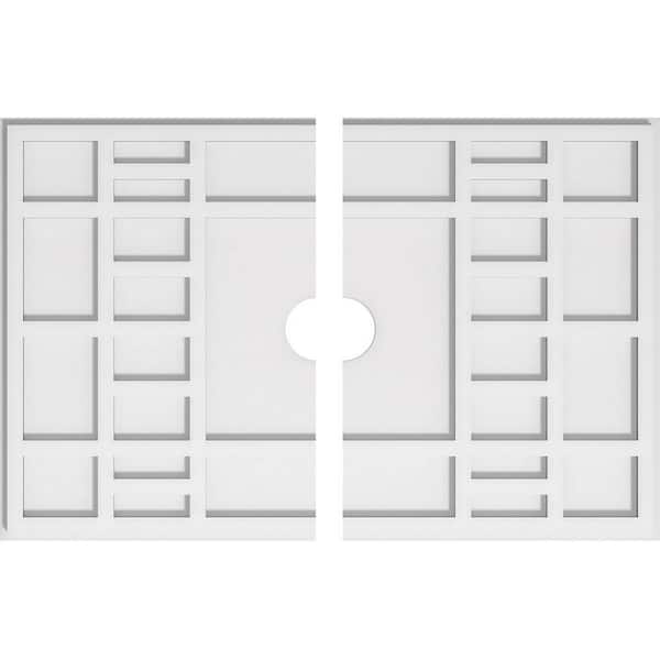 Ekena Millwork 30 in. W x 20 in. H x 3 in. ID x 1 in. P Beaux Architectural Grade PVC Contemporary Ceiling Medallion (2-Piece)