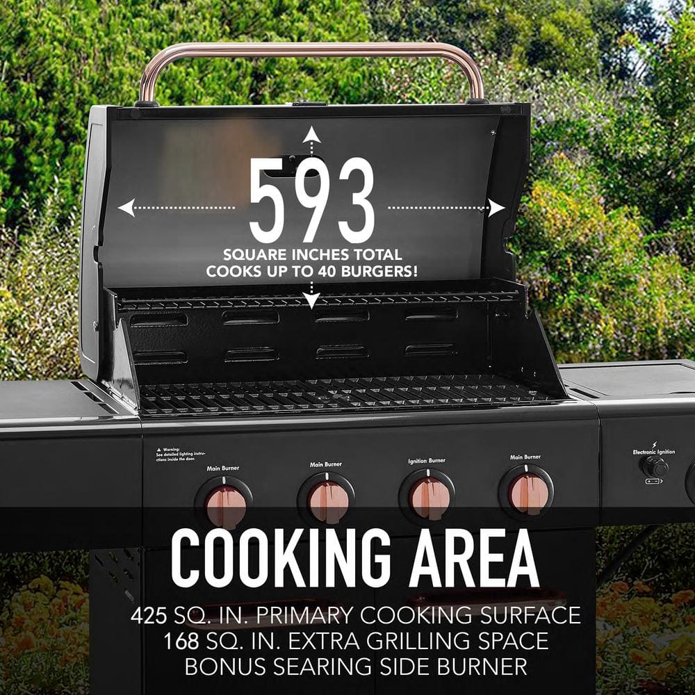 Kenmore Black and Copper 4-Burner Propane Gas Grill with Side Burner