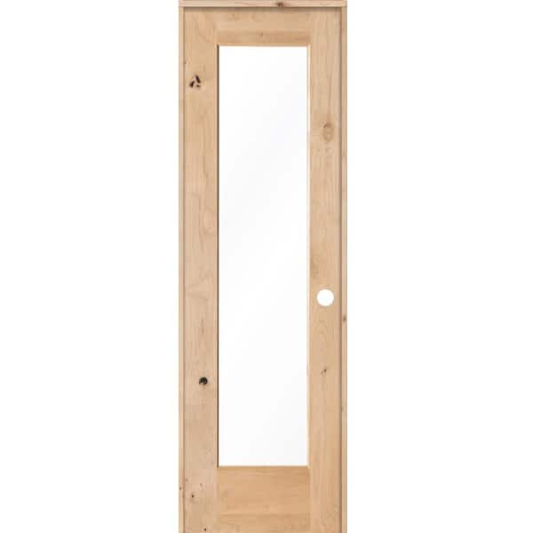Krosswood Doors 24 in. x 80 in. Krosswood Rustic Knotty Alder 1-Lite with Solid Core Left-Hand Wood Single Prehung Interior Door