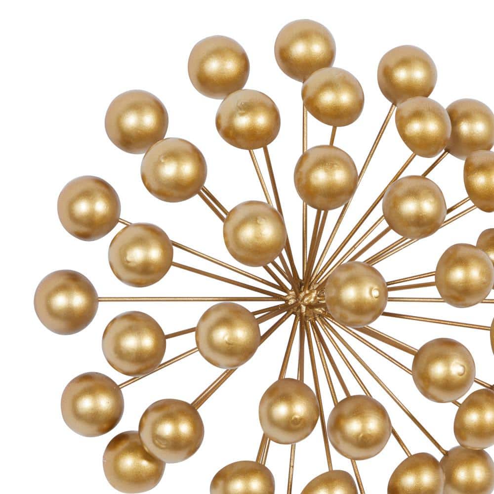 Gold Metal Starburst Wall Sculpture with Orb Detailing