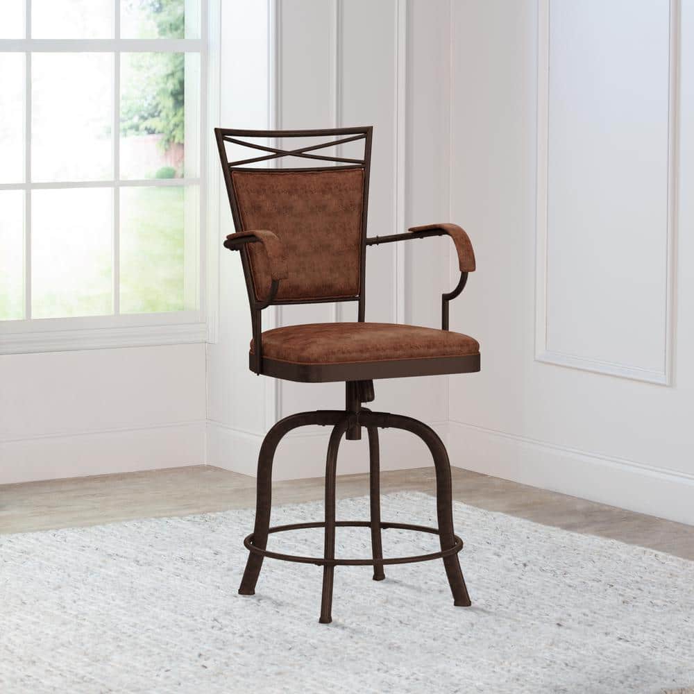 Bridgetown Swivel Counter Stool in Aged Bronze with Faux Leather