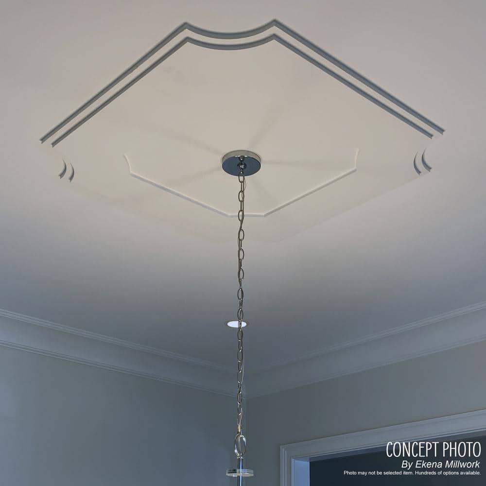 White PVC Diamond Contemporary Ceiling Medallion, 24" x 16"