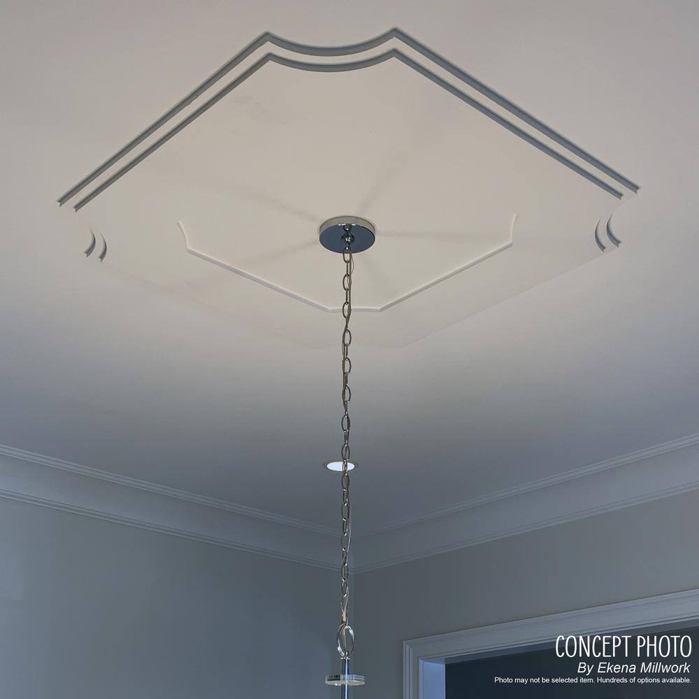 White Architectural Grade PVC Contemporary Ceiling Medallion, 24" x 16"