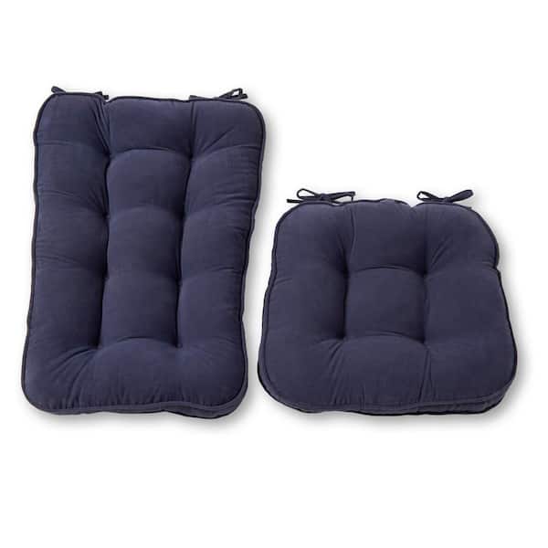 Greendale Home Fashions Hyatt Denim 2-Piece Jumbo Rocking Chair Cushion Set
