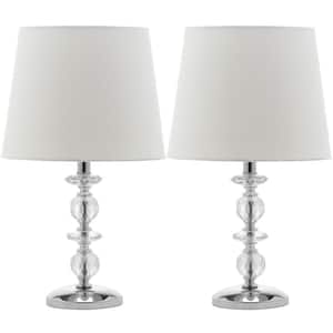 Derry 15 in. Clear Stacked Crystal Orb Table Lamp with Off-White Shade (Set of 2)