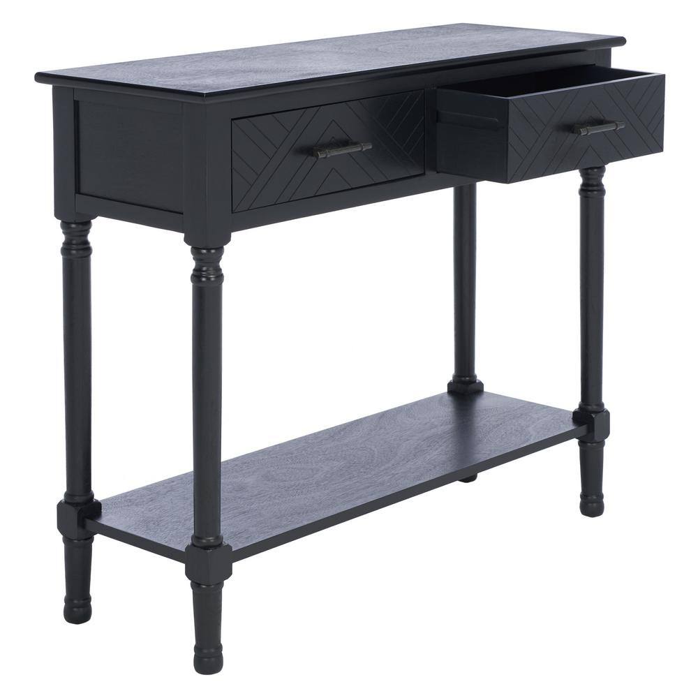 Peyton Black Wood and Metal Hallway Table with Storage