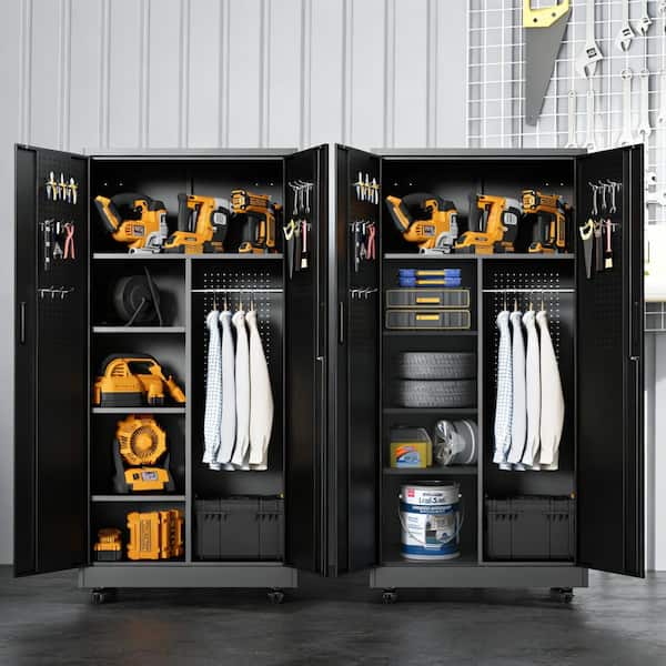 Damodpoy 71 Inch Freestanding Metal Storage Locker, Lockable Steel