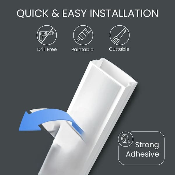 1.33 ft. Cable Raceway Cord Hider-Wire Covers for Cords on Wall, Cable Concealer for TV on Wall, 20 Pack