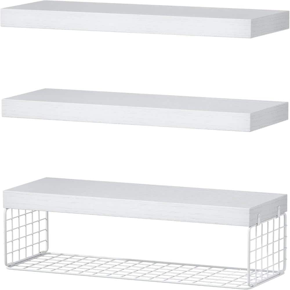 3-Pack Bathroom Shelves Over Toilet, 16" W x 7" D, Heavy-Duty, White