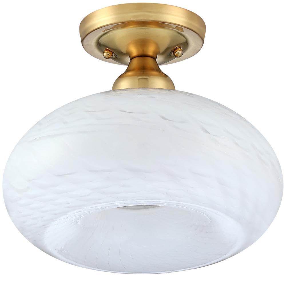 Uixe 10.8 in. 1Light Modern Industrial Brass Flush Mount Ceiling Light