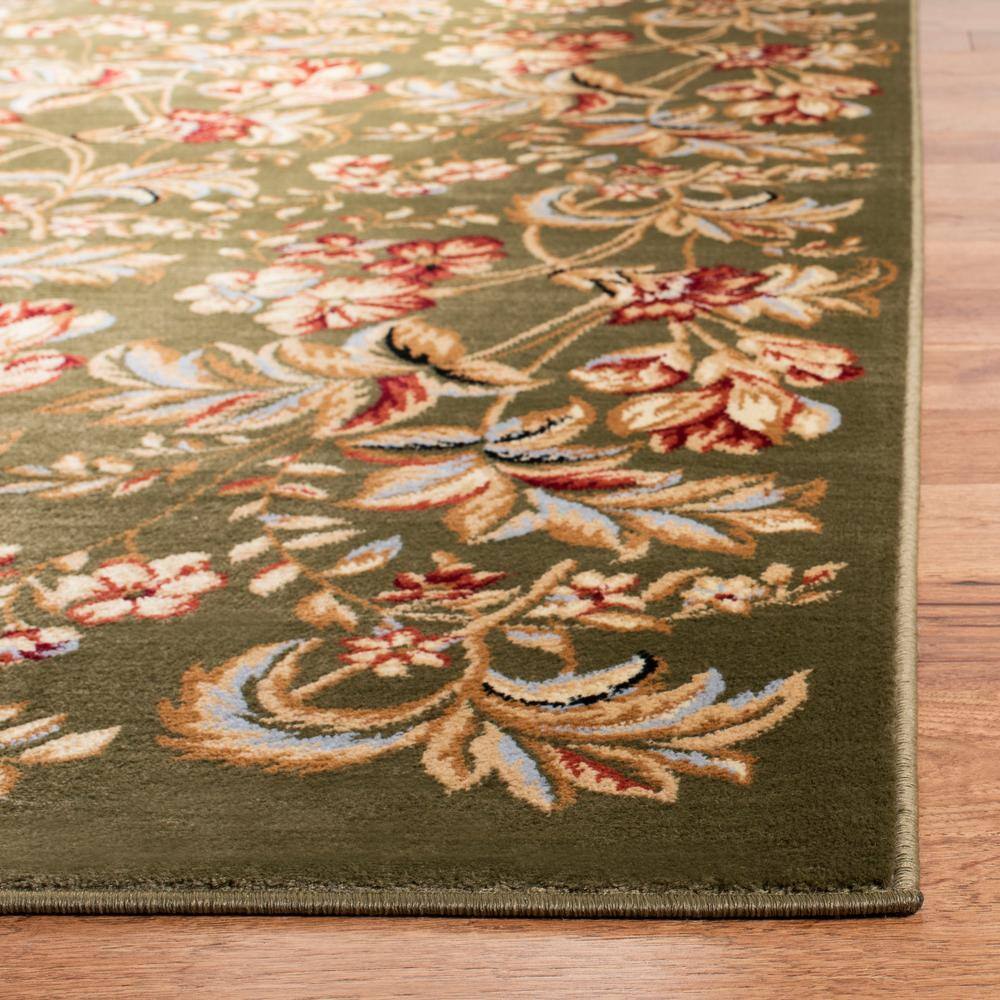 Sage Floral 9' x 12' Stain-Resistant Synthetic Area Rug