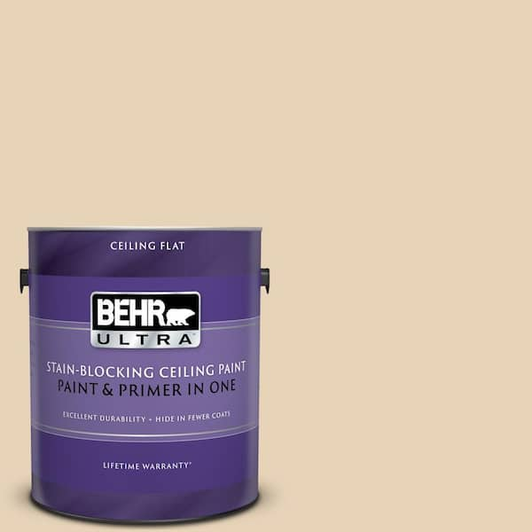 BEHR ULTRA 1 gal. #UL150-11 Sand Pearl Ceiling Flat Interior Paint and Primer in One