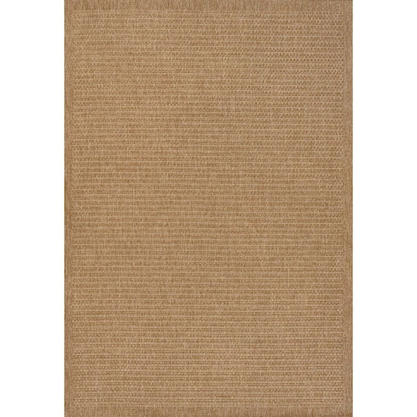 Maxine Easy Jute Contemporary Border Boho Fine Rib Weave Natural 8 ft. x 10 ft. Indoor/Outdoor Area Rug