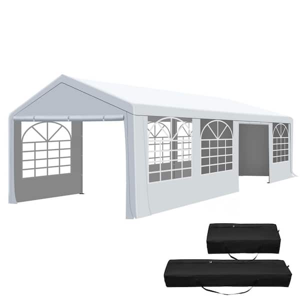 10 ft. x 30 ft. Outdoor Party Tent, Heavy Duty Patio Event Tent Gazebo Canopy with 4 Sandbags and 2 Storage Bags