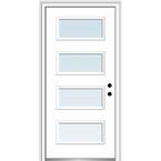 32 in. x 80 in. Celeste Left-Hand Inswing 4-Lite Clear Low-E Glass Painted Steel Prehung Front Door on 4-9/16 in. Frame