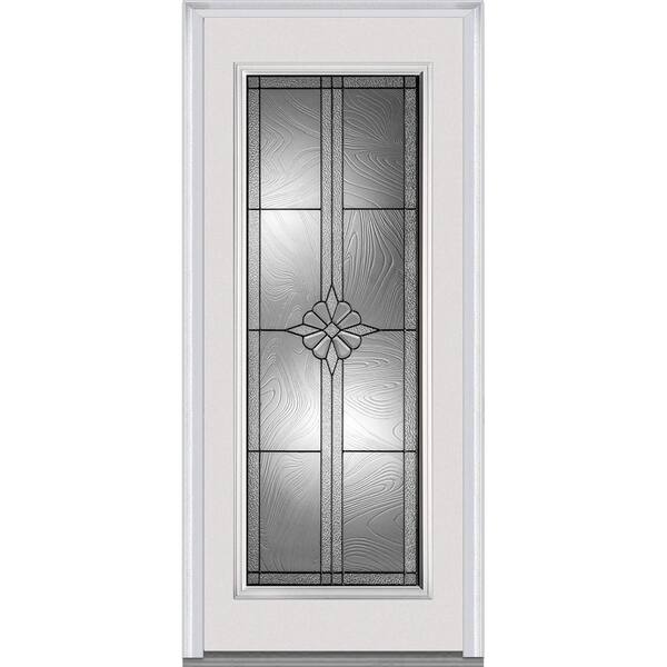 MMI Door 32 in. x 80 in. Dahlia Right-Hand Inswing Full Lite Decorative Primed Fiberglass Smooth Prehung Front Door