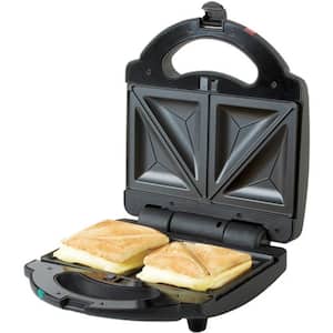 HOLSTEIN HOUSEWARES 2-Slice Electric Sandwich Maker Non Stick Grill,  Black/Stainless Steel HH-09176009B - The Home Depot