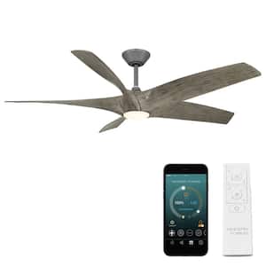 Zephyr 5 62 in. Smart Indoor/Outdoor Graphite Standard Ceiling Fan with Selectable CCT Integrated LED and Remote