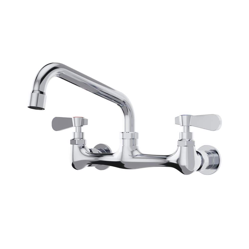 "2-Handle Wall Mount Kitchen Faucet with 8 Inch Swivel Spout 8"" Center in Polished Chrome" price history on PriceWatchPro