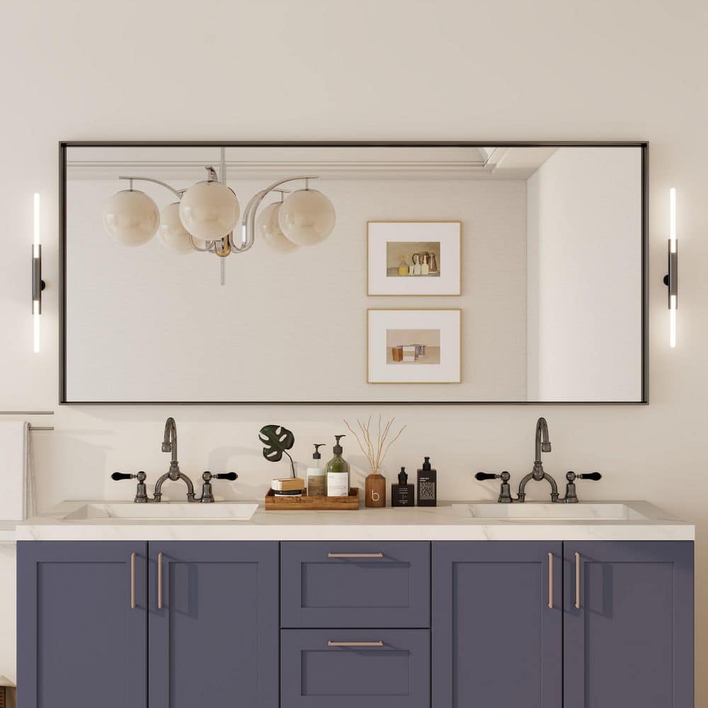 72 in. H x 32 in. W Rectangular Aluminum Framed Wall Bathroom Vanity Mirror in Gold price history on PriceWatchPro