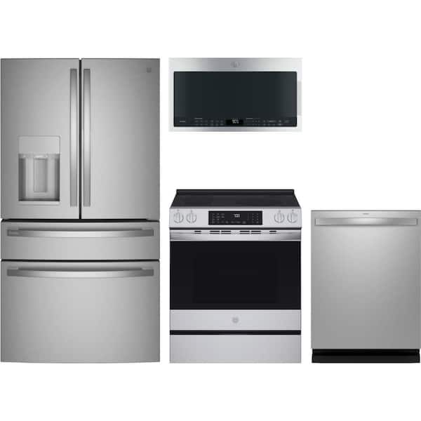 22.3 cu. ft. Counter Depth Refrigerator with 4 Burner Slide In Induction Range and Dishwasher with Custom Wash Cycles