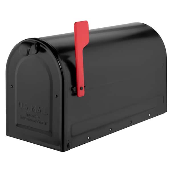 MB2 Post Mount Mailbox Black with Red Flag MB2 Post Mount Mailbox Black with Red Flag