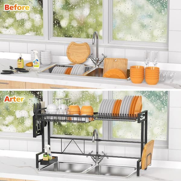 Aoibox 11 in. x 13 in. Stainless Steel Extendable Vegetable Fruit Drying Rack Foldable Retractable Kitchen Sink Dish Rack