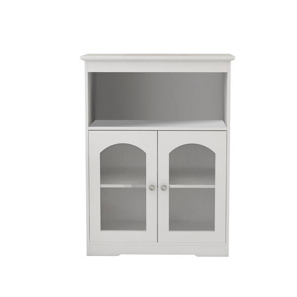 15.74 in. W x 11.8 in. D x 64.96 in. H White Linen Cabinet with Double Door Narrow Height