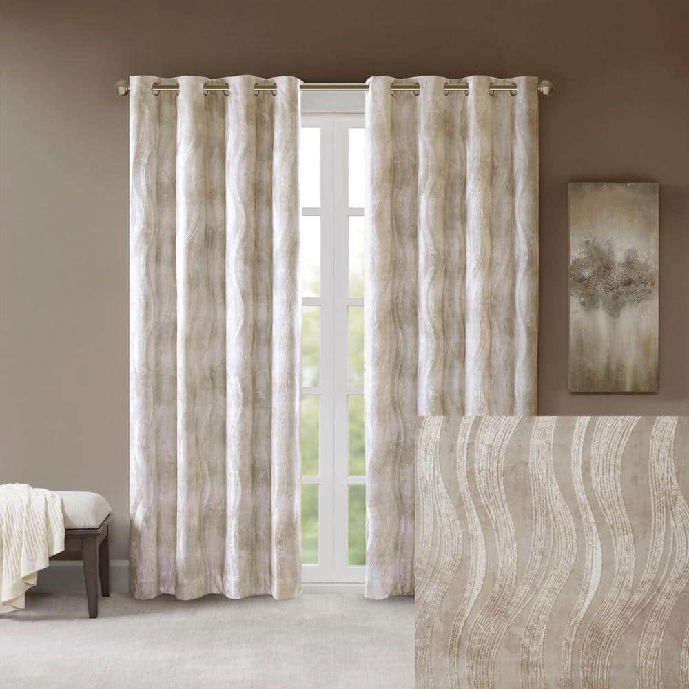 Ivory Ground Length Blackout Grommet Top Drapes