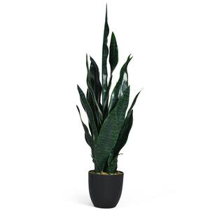 thumbnail image 2 of Costway 35.5-inch Artificial Snake Plant, Fake Sansevieria, Indoor/Outdoor, Green/Yellow 2 of 3