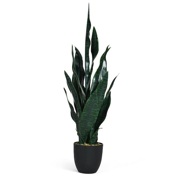 Artificial Fake Plant 35.5 in. Fake Sansevieria Indoor-Outdoor Decoration Green