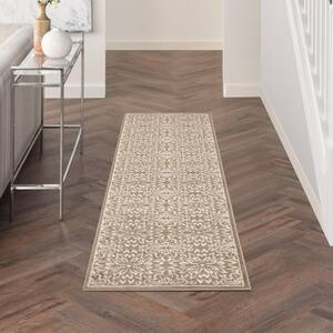 Jubilant Taupe 2 ft. x 7 ft. Floral Transitional Runner Area Rug