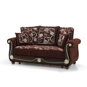 Washington Collection Convertible 71 in. Brown Chenille 2-Seater Loveseat With-Storage