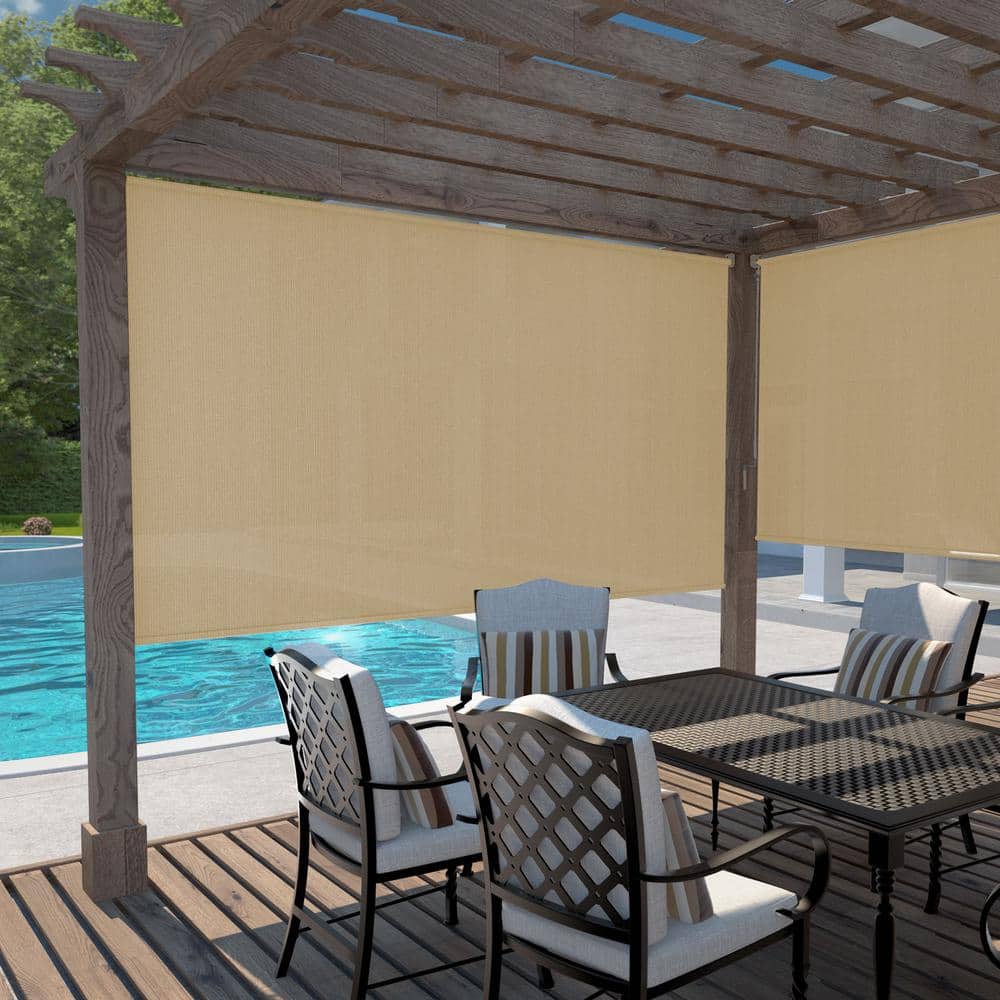 Coolaroo Beige Cordless Outdoor Roller Shade with UV Block