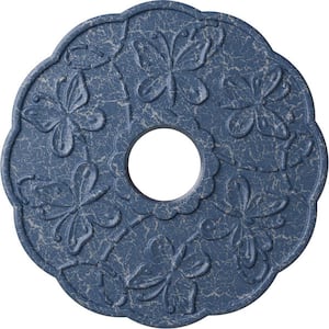 1 in. x 17-7/8 in. x 17-7/8 in. Polyurethane Terrones Butterfly Ceiling Medallion, Americana Crackle