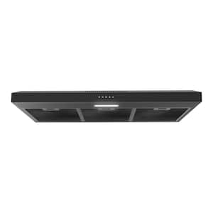 36 in. 80 CFM Cosenza Ductless Under Cabinet Range Hood in Brushed Grit Black,Mesh Filters,Push Button Control,LED Light