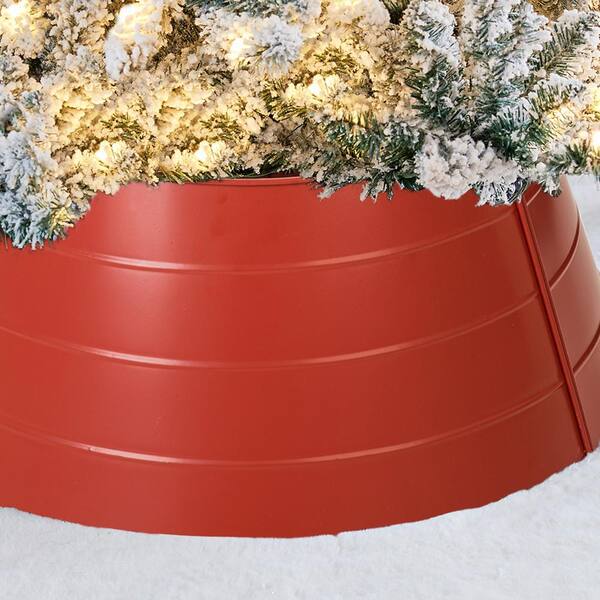 Plastic Tree CD10枚セット Glitzhome 22 in. D Christmas Painted Red Metal Tree Collar