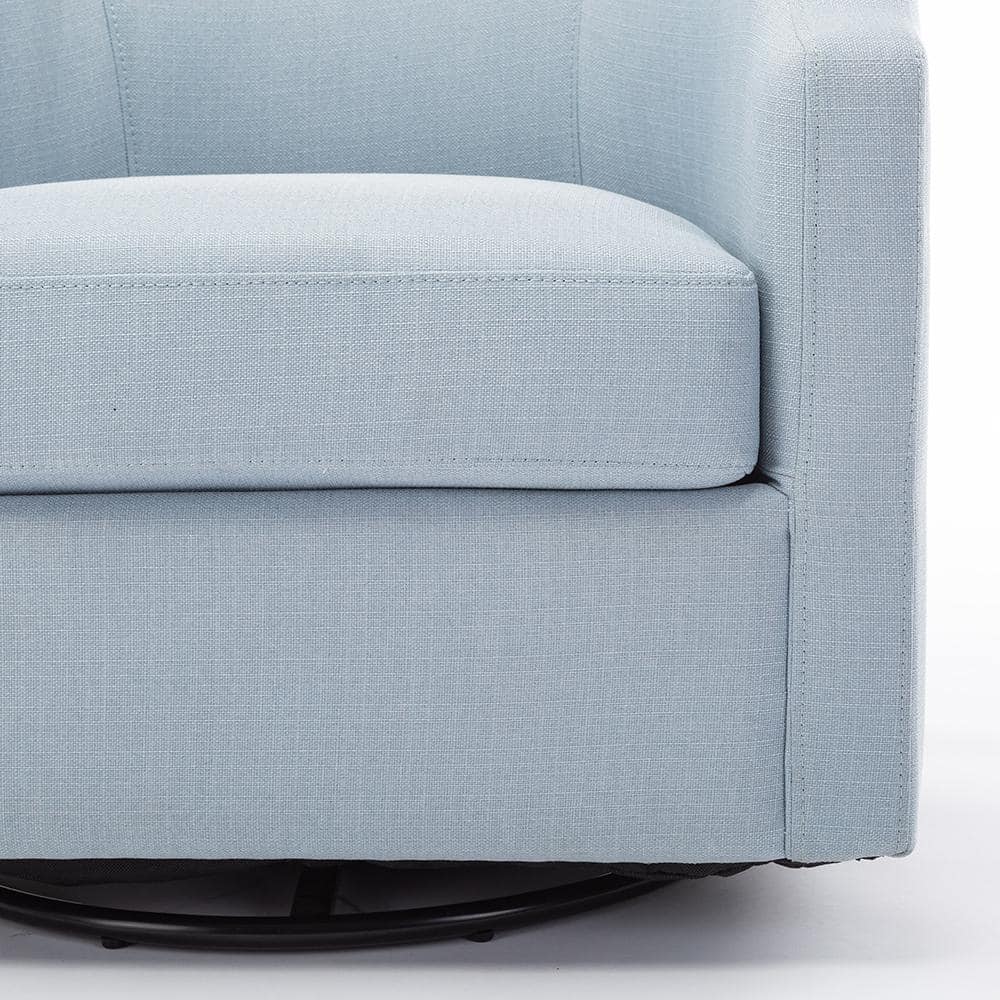 Sky Blue Transitional Swivel Barrel Accent Chair in Polyester