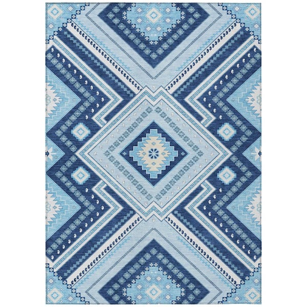 Addison Rugs Chantille Machine Washable Indoor/Outdoor Abstract ACN1010 Navy 2 ft. 6 in. x 3 ft. 10 in. Area Rug