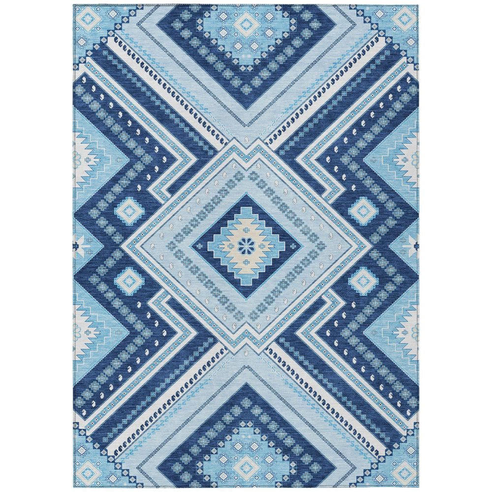 Chantille Machine Washable Indoor/Outdoor Abstract ACN1010 Navy 5 ft. x 7 ft. 6 in. Area Rug price history on PriceWatchPro