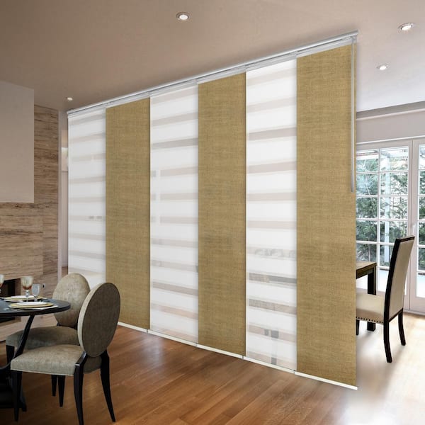 EMOH Desert Mirage 70 in. - 130 in. W x 94 in. L Adjustable 6- Panel White Single Rail Panel Track with 23.5 in. Slates