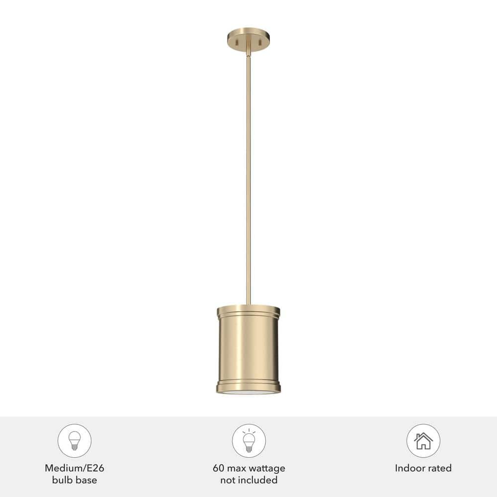 Alturas Gold Painted Cased White Glass Drum Pendant Light